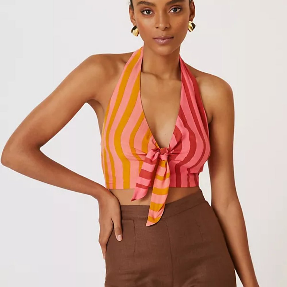 Farm Rio Mixed-Stripe Halter Top